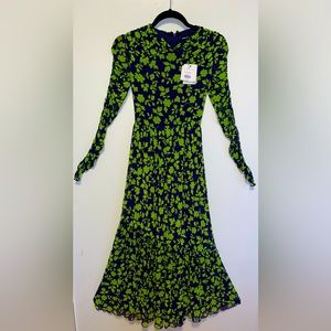 Whistles Linear floral mesh midi dress